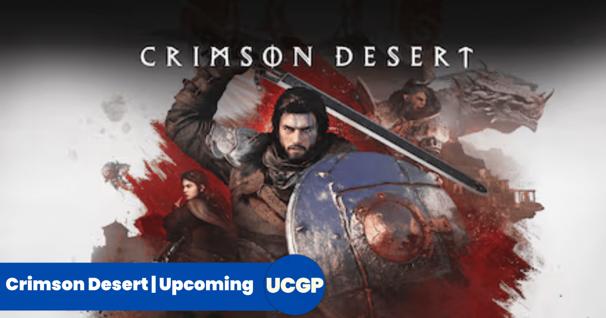 Main character Kliff holding a sword and shield alongside his mercenary companions in Crimson Desert, featured in an expert upcominggamespot.com preview by Qamar Shahzad.